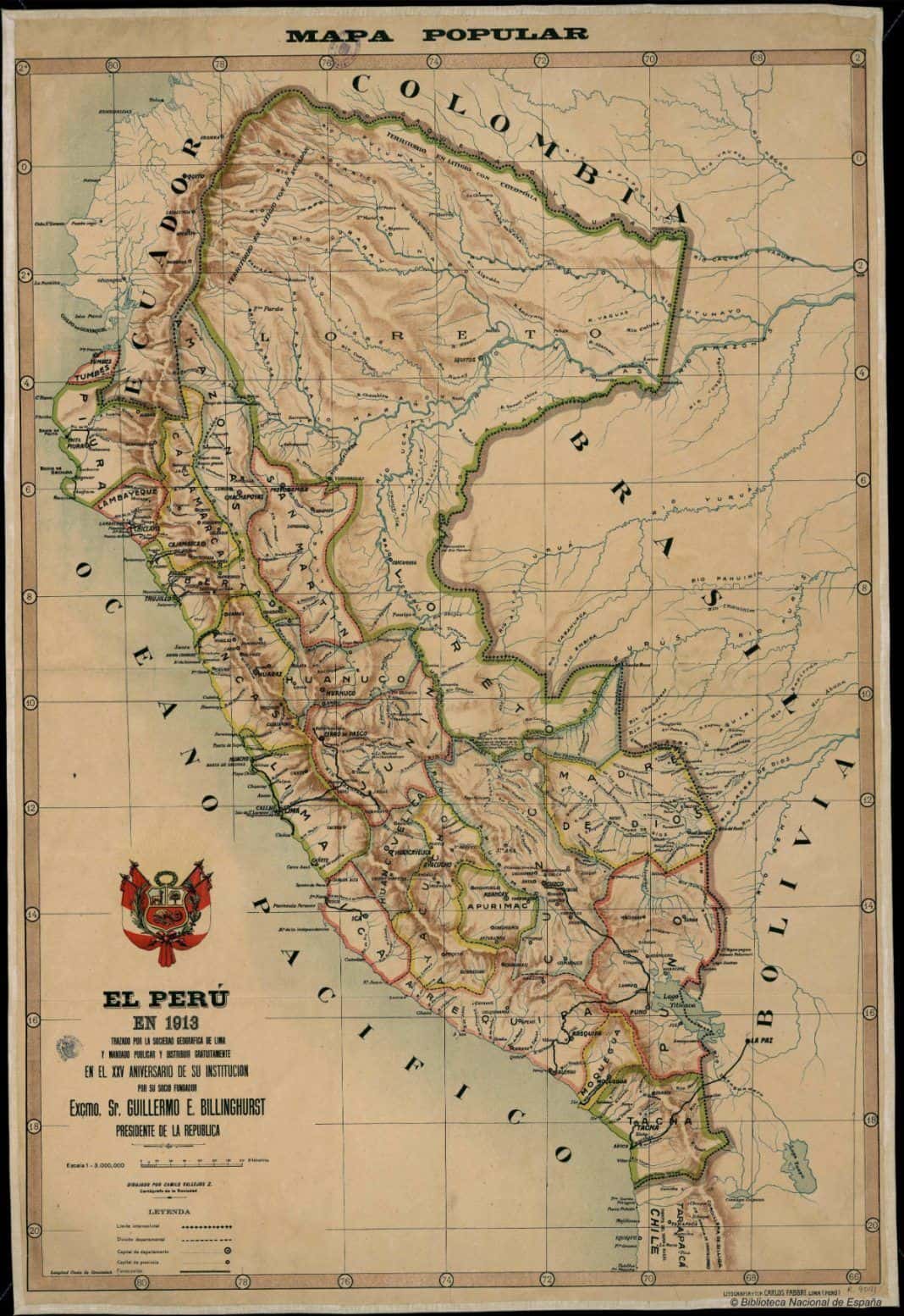Mapa de Perú 1913